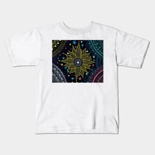 Cute Stars & Pretty Sun Mandala Doodles in a Magical Galaxy Kids T-Shirt